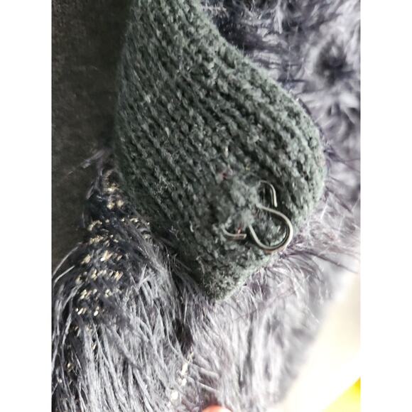 Dor Dor Couture Star Eyelash Chenille Fuzzy Metallic 2 Tone Open Cardigan M - Picture 6 of 8